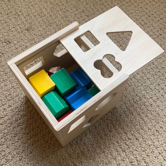 Melissa & Doug Shape Sorting Cube - Classic Wooden Toy With 12 Shapes - Picture 3 of 7